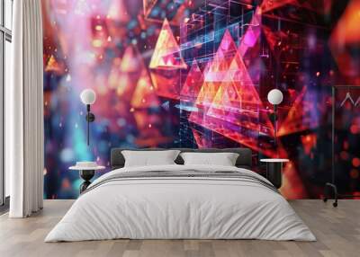 abstract background with geometric shapes and patterns  with bold colors and psychedelic theme Wall mural