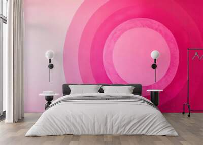 abstract circular gradient illustration with several rings in pink and warm colors Wall mural