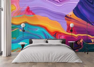 abstract digital glitchy artistic illustration head-up background with vivid electrifying colors Wall mural