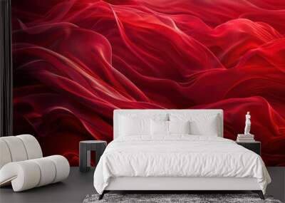 abstract wallpaper with floating red waves on a black background Wall mural