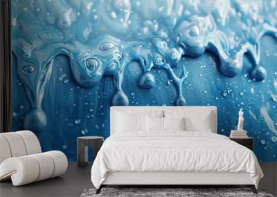 amazing monochromatic close-up thick glossy paint dripping down the wall  Wall mural