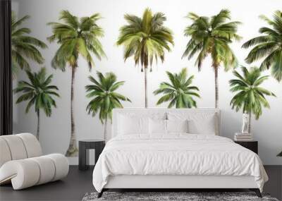 assortment of palm trees on a white background Wall mural