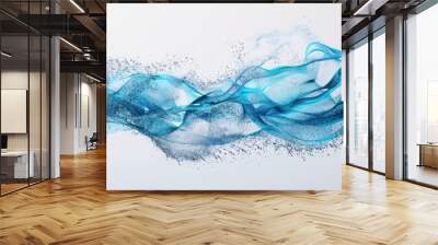 banner of a floating blue wavy stream of water on a flat white background Wall mural