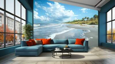 beautiful beach shore wallpaper view from sideways  Wall mural