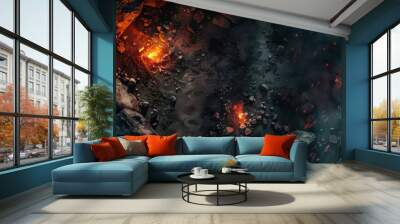 burning coal dark wallpaper background Wall mural