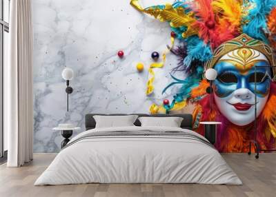 carnival wallpaper with themed graphic elements on a white surface with a empty space Wall mural