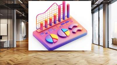 data analysis icon with colorful graph charts isolated on a white background Wall mural