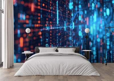 digital binary encrypted code matrix background Wall mural