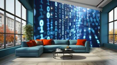 digital binary encrypted code matrix background Wall mural