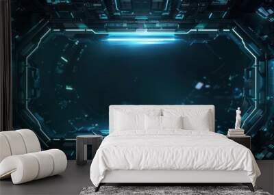 futuristic wallpaper with a dark rectangle in the center
 Wall mural