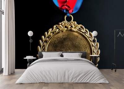 gold medal with a ribbon isolated on a neutral background Wall mural