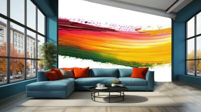 multicolored paint brush stroke banner isolated on a white background  Wall mural