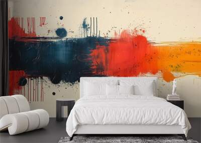 splattered paint artistic illustration wallpaper with vibrant colors and bold strokes on a light background Wall mural