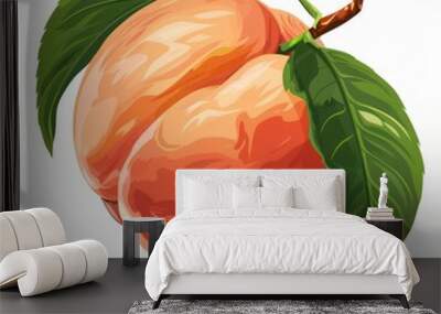 tropical peach illustration isolated on a white background  Wall mural