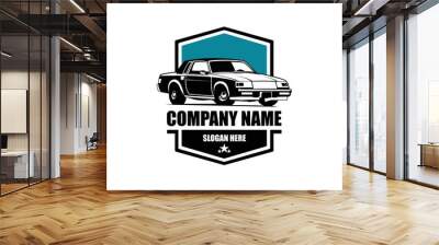 Muscle Car Logo Design .This logo is suitable for garage, workshop, repair shop, old or classic style car repair shop. Also for car restoration, repair and racing Wall mural