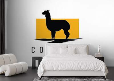 silhouette alpaca animal logo. isolated white background view from side. Best for logo, badge, emblem, icon, sticker design, animal industry. available in eps 10. Wall mural