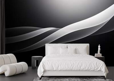 Abstract black and white background with flowing lines. Wall mural