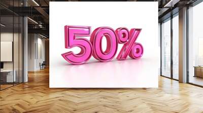 Matt surface 3D rendering of 50 percent OFF for a discount concept and promotion Wall mural