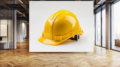 Professional photography of yellow construction protection helmet on isolated white background Wall mural