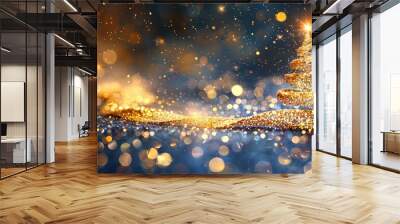 Sparkling Christmas tree background. Wall mural