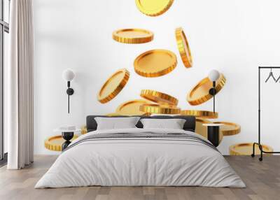 Golden coin. Coins stack. 3D element. Wall mural