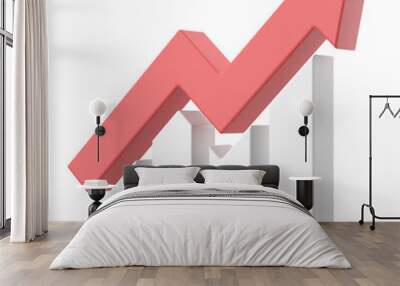 Growth graph, Growth chart. 3D illustration. Wall mural