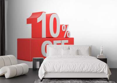 Ten percent off. Sale banner. 3D rendering. Wall mural