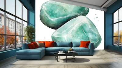 Amazonite stone in watercolor style isolated on white background Wall mural