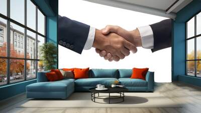 Businessmen handshake on transparent background Wall mural