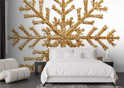 glitter golden snowflake isolated on transparent background Wall mural