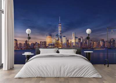 New York City - Manhattan after sunset - beautiful cityscape Wall mural