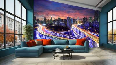 Shanghai highway view at sunset Wall mural