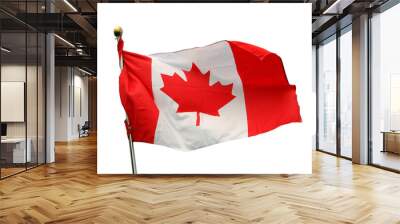 Photo of a Canada flag on a pole isolated on transparent background, canadian banner for Canada national day png file Wall mural