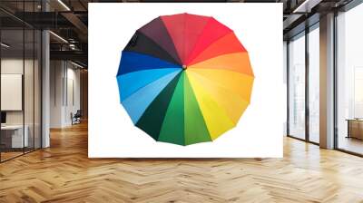 Photo of a rainbow colored umbrella isolated on transparent background, LGBT flag colors, png file Wall mural