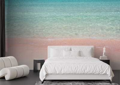 Pink sand and turquoise pristine water on Balos beach in Crete, Greece, summer travel and beach vacations background Wall mural