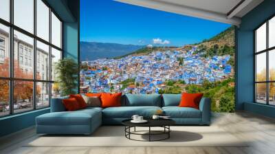 View of the blue city of Chefchaouen in Morocco Wall mural