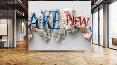 Fake News made of cut-out headlines of different newspaper pieces, paper collage Wall mural