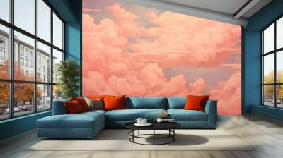 Generative AI, abstract clouds and sky risograph print  Wall mural