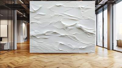 Generative AI, Closeup of impasto abstract rough white art painting texture Wall mural