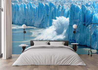 Glacier ice calving into the ocean, climate change concept, reminder of the fragility of Earth's ecosystems and the urgent need for climate action Wall mural