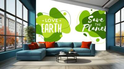 Set of 4 Earth Day abstract graphic liquid organic elements. Dynamical waves, fluid shapes. Isolated green banners with flowing lines. Template for the design of a logo, flyer or presentation.	
 Wall mural