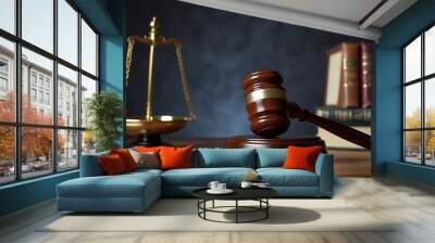 gavel and books Wall mural