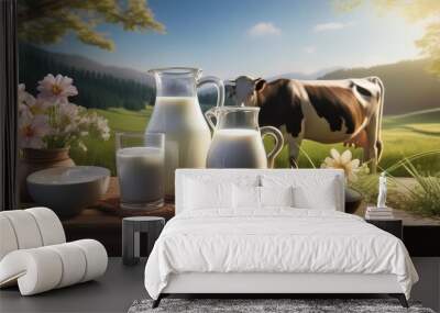 milk and cow Wall mural