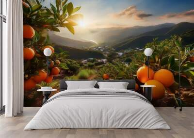 orange tree with oranges Wall mural