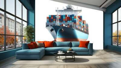 cargo ship transport containers on png Wall mural