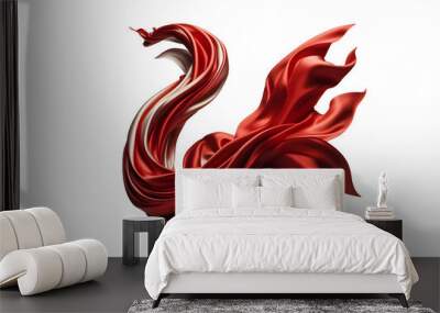 flying red silk on png Wall mural