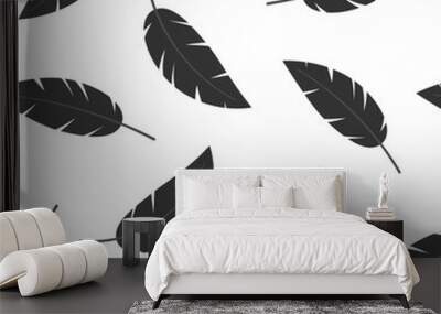 Black feathers vector seamless pattern Wall mural