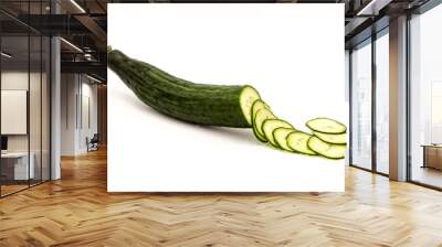 Cucumber and slices isolated Wall mural