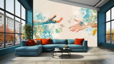 Adam and Eve in the garden of eden concept Wall mural