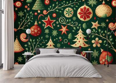 background with christmas balls Wall mural